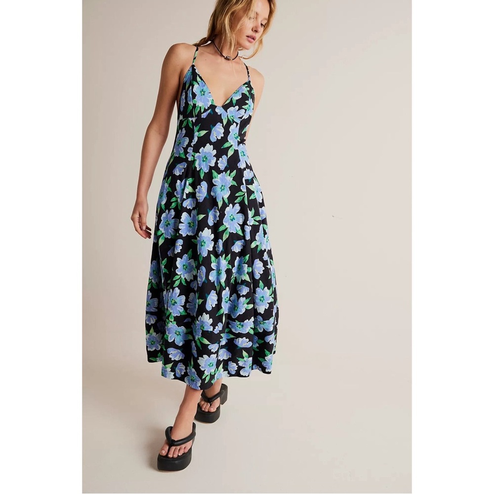 Free People Finer Things Printed Midi Dress
